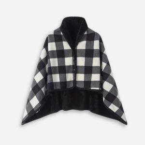 cape poncho à carreaux noir