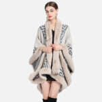 manteau poncho coton fourrure