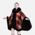 poncho coton et fourrure