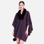 Poncho avec col en fourrure