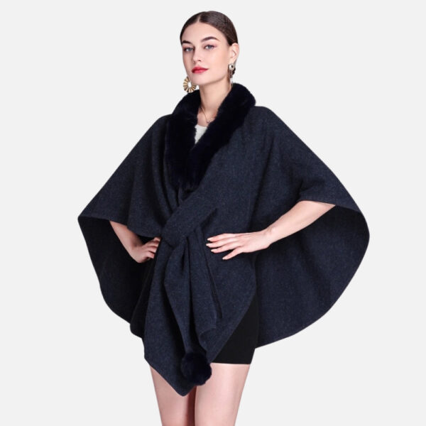 Manteau Poncho Col Fourrure