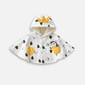 poncho bébé blanc pingouin