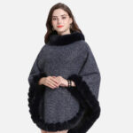 poncho en coton fourrure