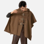 poncho ceinture marron