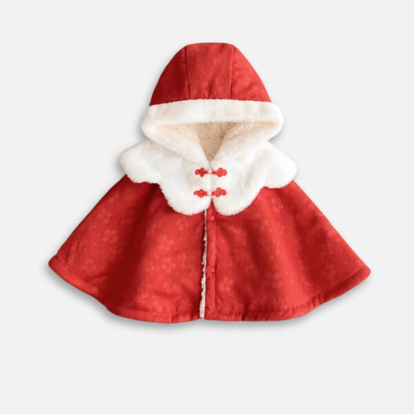 Poncho chaud rouge pour bébé