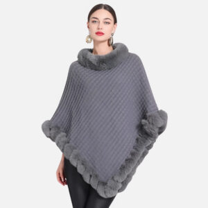 poncho col fourrure