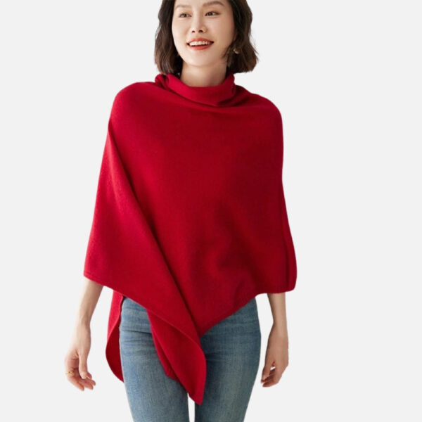 Pull Poncho Col Roulé Femme