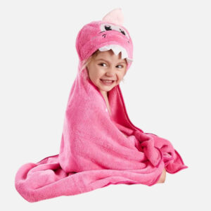 Poncho De Bain Dinosaure Rose