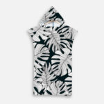 poncho de bain feuilles noir et blanc
