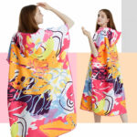 Poncho de bain couleur orange