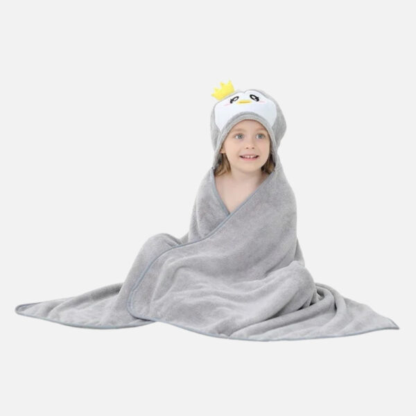 poncho de bain pingouin gris