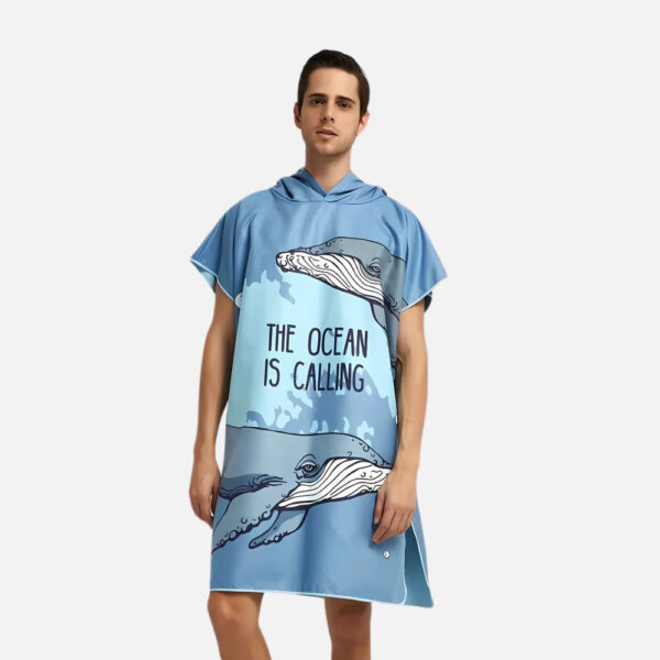 Poncho De Plage motif baleine à bosse