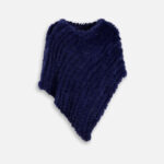 poncho fourrure lapin bleu