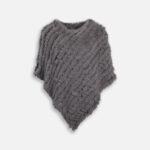 poncho élégant en fourrure grise