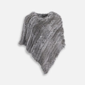 poncho en fourrure de lapin gris