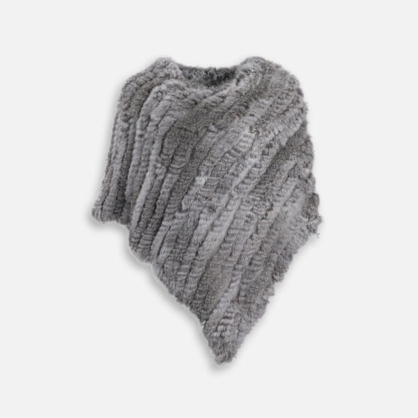 poncho en fourrure de lapin gris
