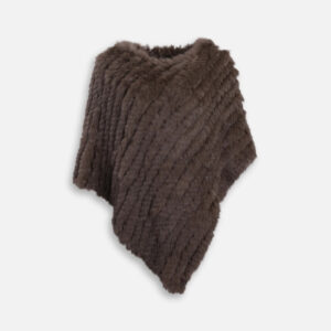 poncho en fourrure de lapin marron