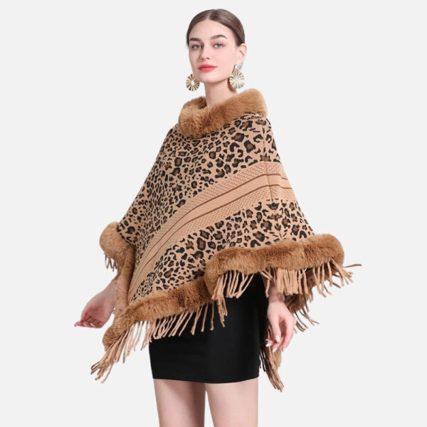 poncho fourrure léopard