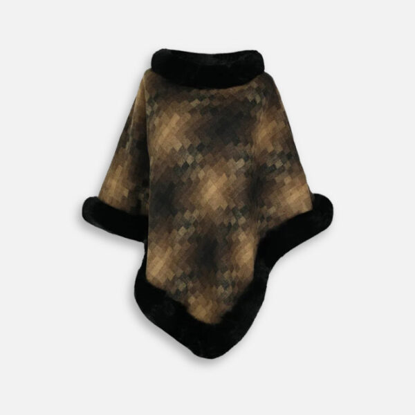 poncho fourrure marron élégant