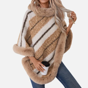 Poncho fourrure rayure