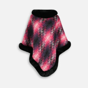 poncho fourrure rouge