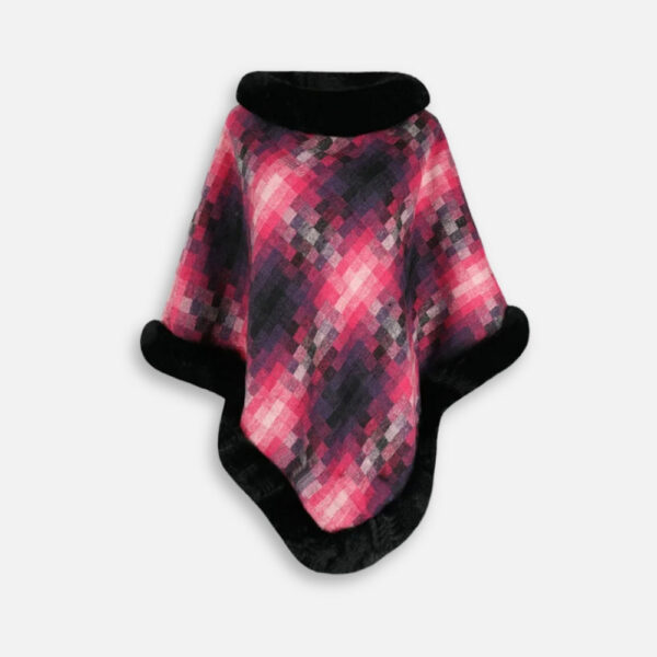 poncho fourrure rouge