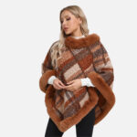 poncho carreaux marron