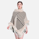 rayures poncho fourrure