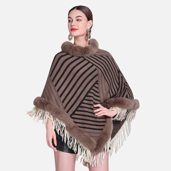 poncho fourrure rayures