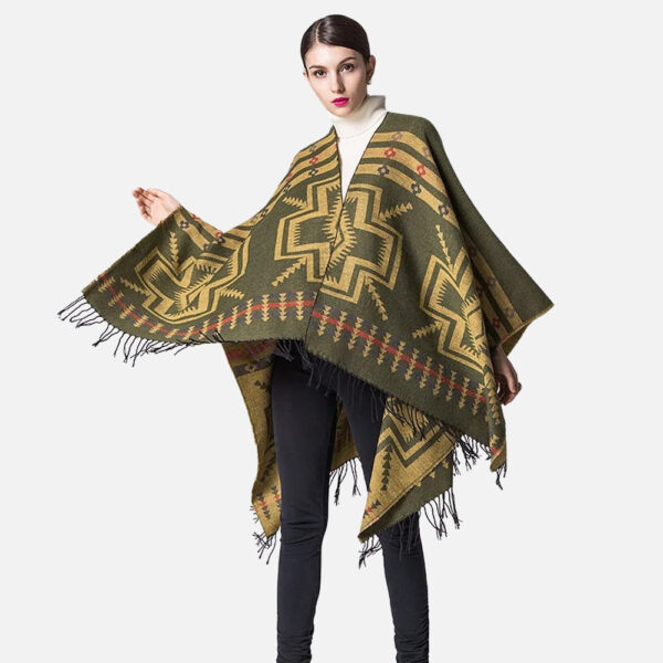 poncho kaki croix mexicaine
