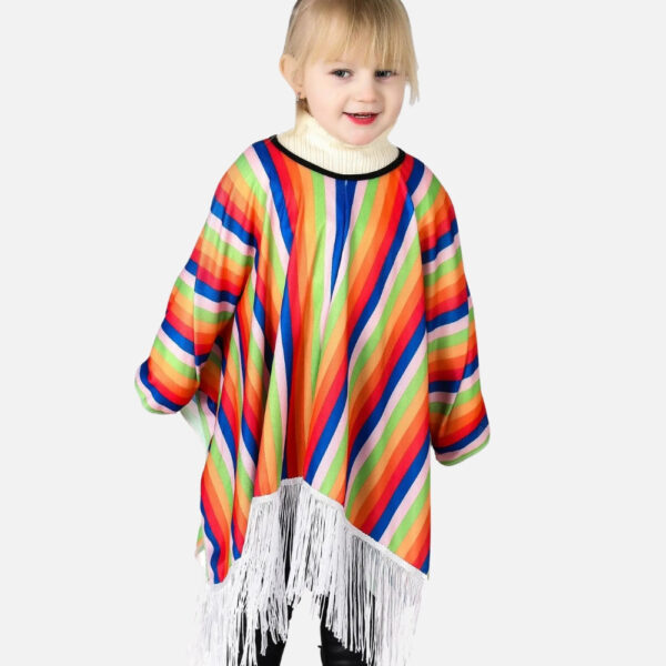 Poncho Mexicain Enfant À Rayures Verticales