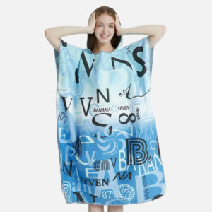 poncho de bain bleu