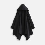 poncho noir à capuche