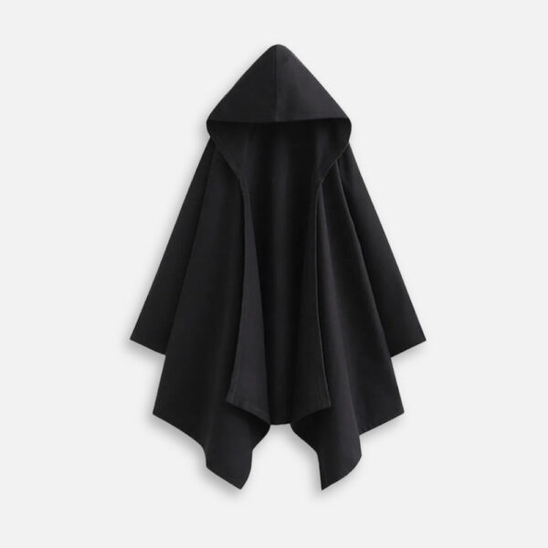 poncho noir à capuche