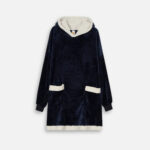 poncho plaid bleu marine