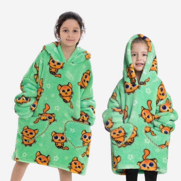 Poncho Plaid Chat Roux