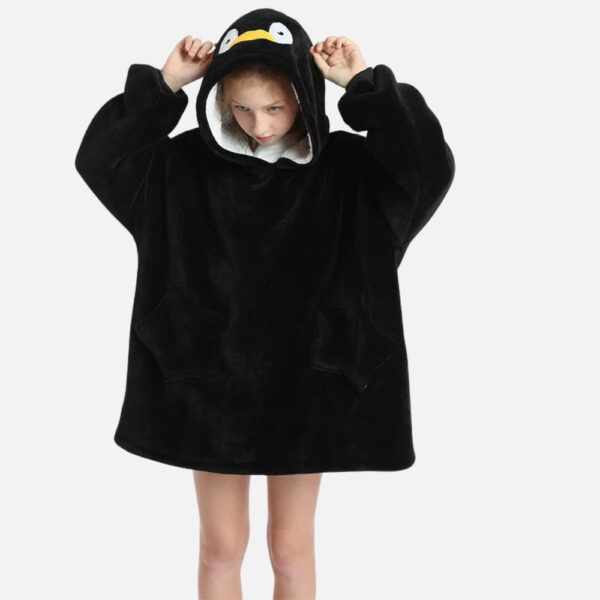 poncho plaid pingouin pour enfants