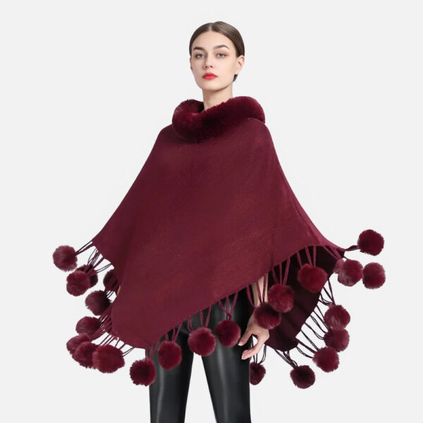 poncho femme pompon