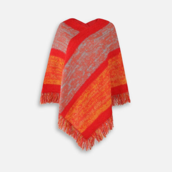 Poncho Rouge à Franges élégant