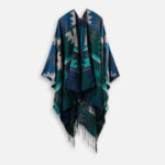 poncho turquoise motifs péruviens