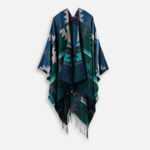 poncho turquoise motifs péruviens