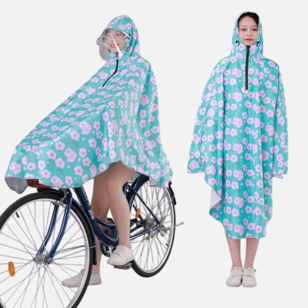 Poncho Vélo Fleurs Rose fleuri