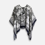 poncho léger femme noir et blanc