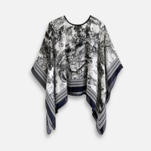 poncho léger femme noir et blanc