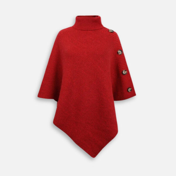Pull Poncho Rouge pour femme