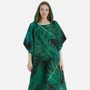 serviette poncho avec motifs feuilles