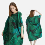 poncho avec design tropical feuilles