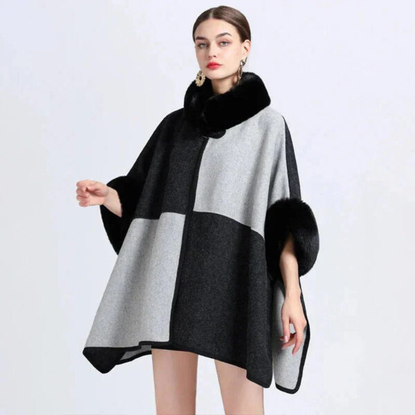 cape fausse fourrure femme noir