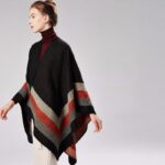 cape poncho rayée