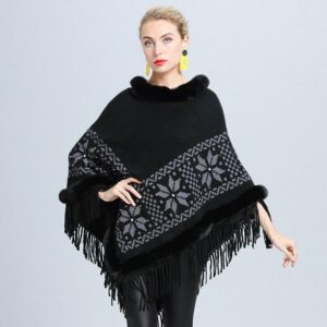 poncho avec fourrure